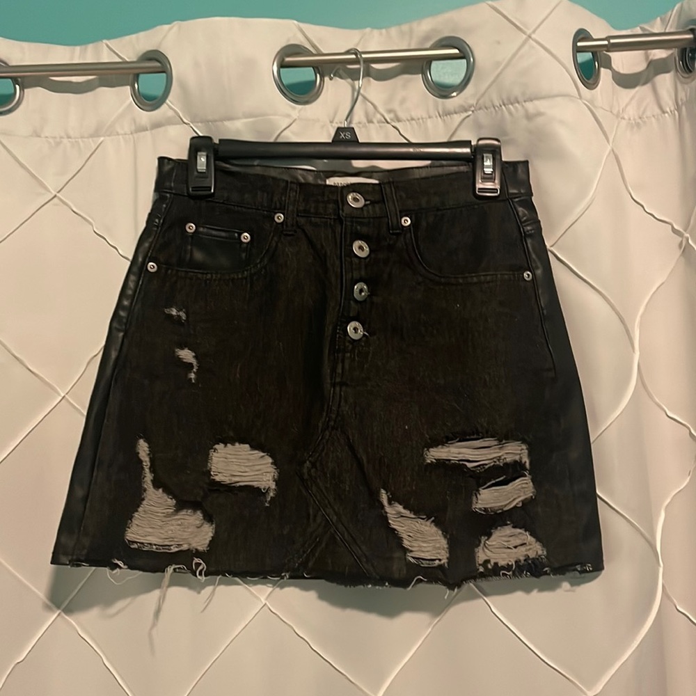 Dance&Marvel Denim and Leather Skirt (Size S)